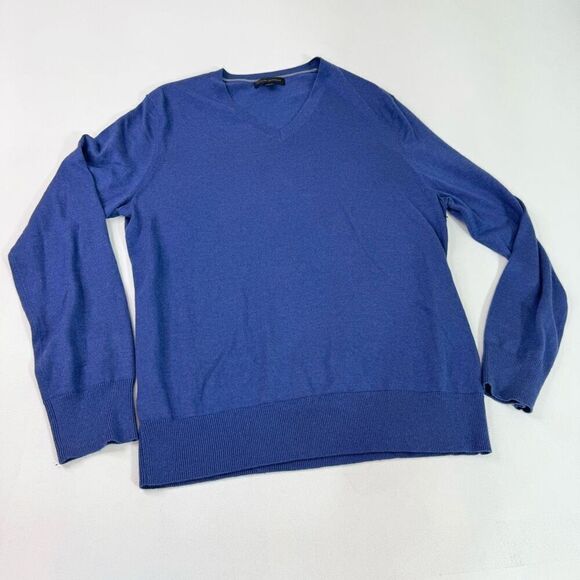 Banana Republic Sweater Mens Large Blue Cashmere Silk V-Neck Pullover Cabincore - Picture 1 of 7